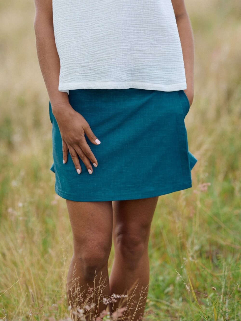 Rip skirt Lagoon Teal Straight Wrap Skirt with Side Pockets Sz Large WS115